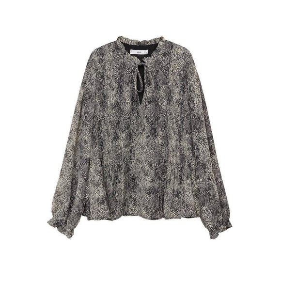 Mango Printed pleated blouse - Size 4 - Picture 5 of 16